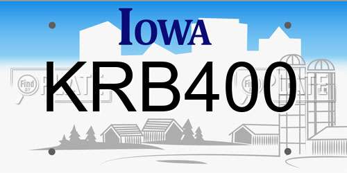 KRB400 Iowa License Plate