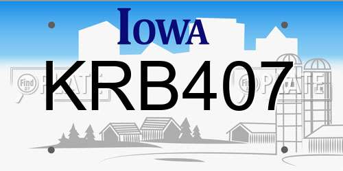 KRB407 Iowa License Plate