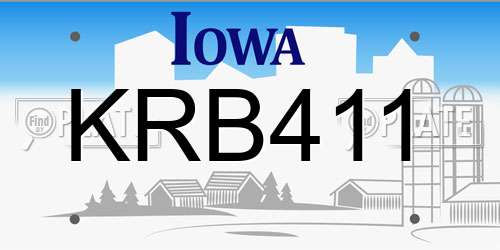 KRB411 Iowa License Plate