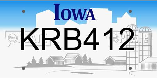 KRB412 Iowa License Plate