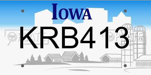 KRB413 Iowa License Plate