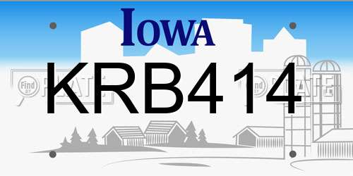 KRB414 Iowa License Plate