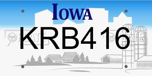 KRB416 Iowa License Plate