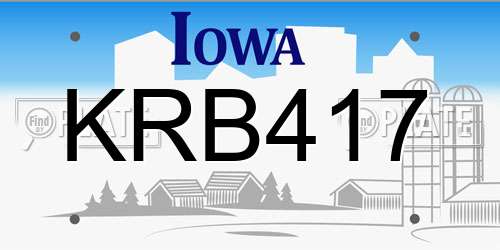 KRB417 Iowa License Plate