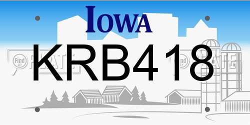KRB418 Iowa License Plate