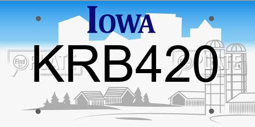 KRB420 Iowa License Plate