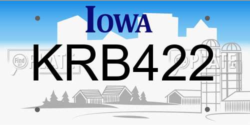 KRB422 Iowa License Plate