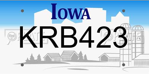 KRB423 Iowa License Plate