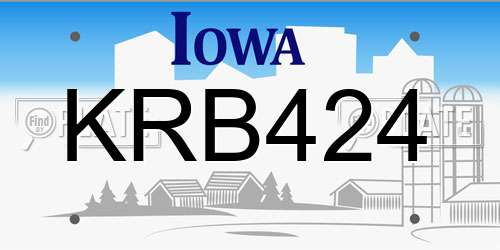 KRB424 Iowa License Plate