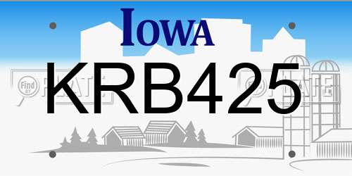KRB425 Iowa License Plate