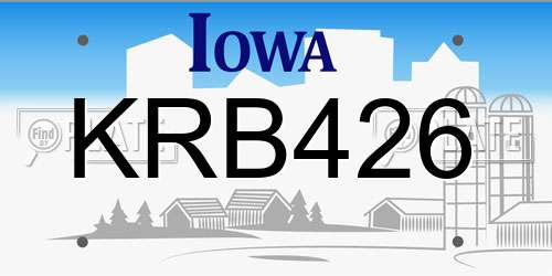 KRB426 Iowa License Plate