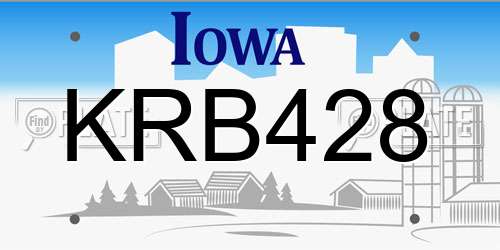KRB428 Iowa License Plate
