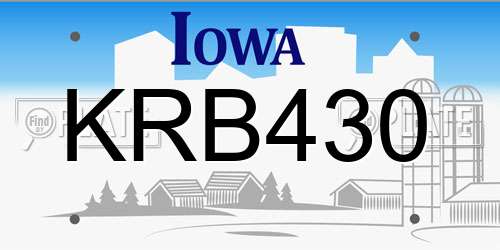 KRB430 Iowa License Plate