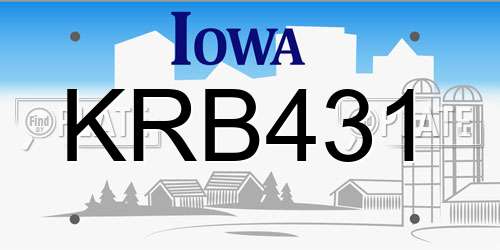 KRB431 Iowa License Plate