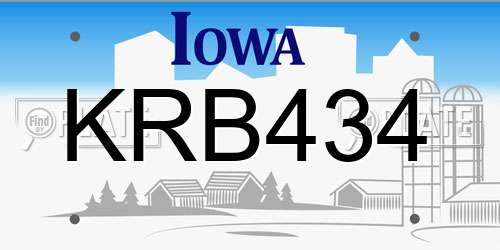 KRB434 Iowa License Plate