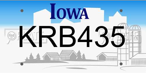 KRB435 Iowa License Plate