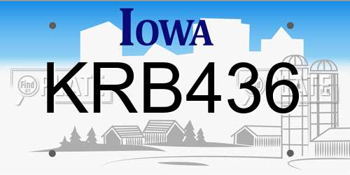 KRB436 Iowa License Plate