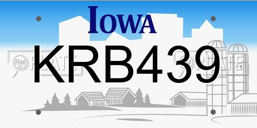 KRB439 Iowa License Plate