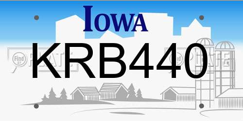 KRB440 Iowa License Plate