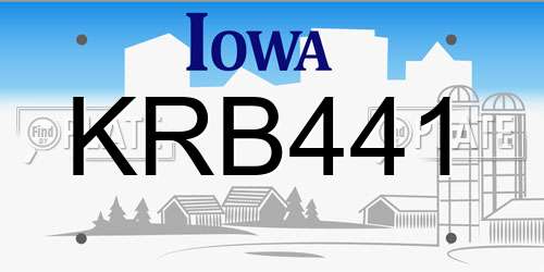 KRB441 Iowa License Plate