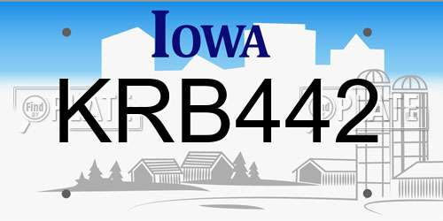 KRB442 Iowa License Plate