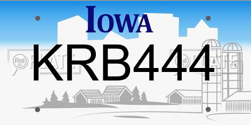 KRB444 Iowa License Plate