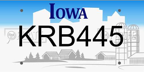 KRB445 Iowa License Plate