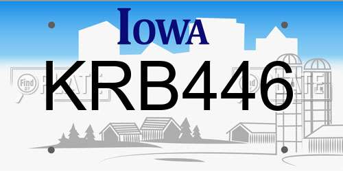 KRB446 Iowa License Plate