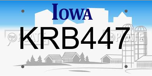 KRB447 Iowa License Plate