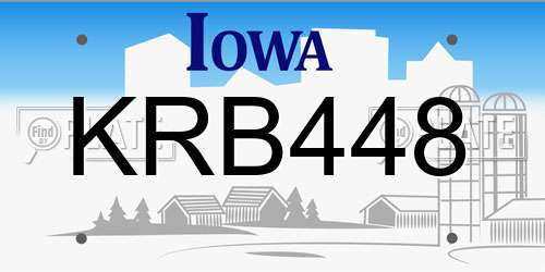 KRB448 Iowa License Plate