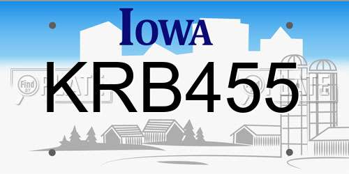 KRB455 Iowa License Plate