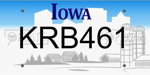 KRB461 Iowa License Plate
