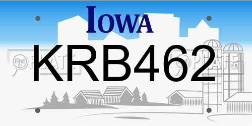 KRB462 Iowa License Plate
