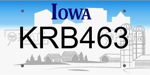 KRB463 Iowa License Plate