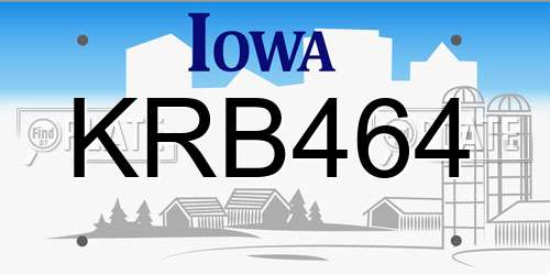 KRB464 Iowa License Plate