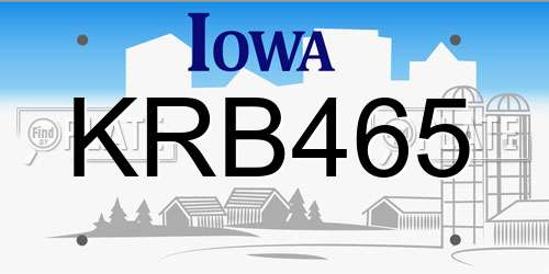 KRB465 Iowa License Plate