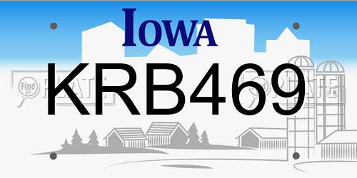 KRB469 Iowa License Plate