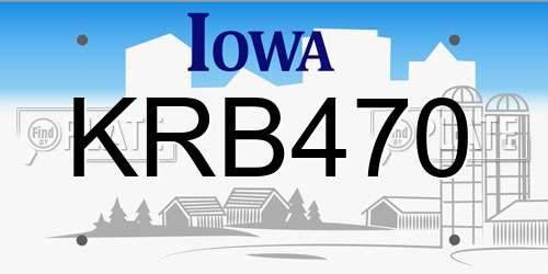 KRB470 Iowa License Plate