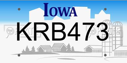 KRB473 Iowa License Plate