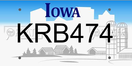 KRB474 Iowa License Plate