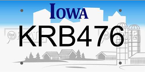 KRB476 Iowa License Plate