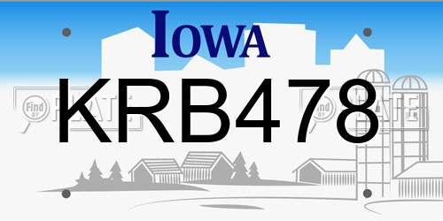 KRB478 Iowa License Plate