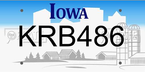 KRB486 Iowa License Plate