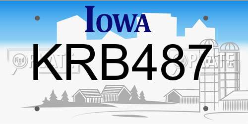 KRB487 Iowa License Plate