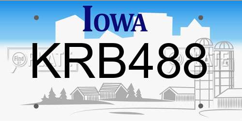 KRB488 Iowa License Plate