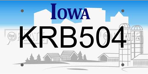 KRB504 Iowa License Plate