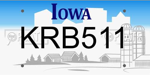 KRB511 Iowa License Plate