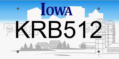 KRB512 Iowa License Plate