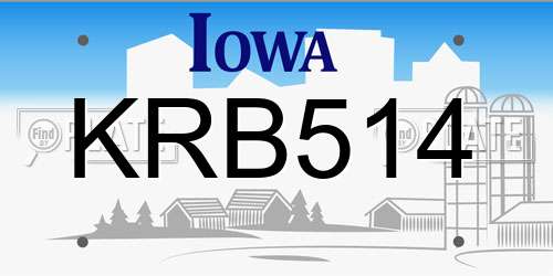 KRB514 Iowa License Plate