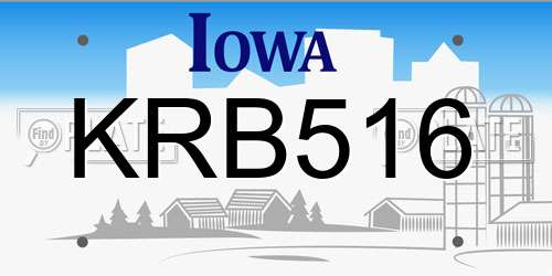 KRB516 Iowa License Plate